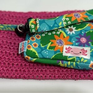 Vibrant Pink Cosmetic Bag with Axolotyl Wallet